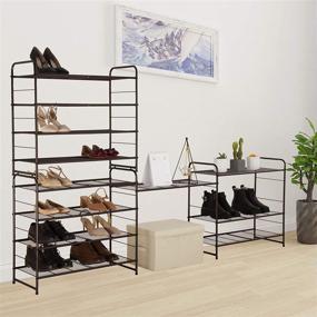 img 1 attached to 👞 Bextsrack 4-Tier Shoe Rack: Stackable Adjustable Wire Grid Shoe Organizer, Closet and Bedroom Storage, Bronze