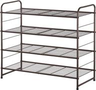 👞 bextsrack 4-tier shoe rack: stackable adjustable wire grid shoe organizer, closet and bedroom storage, bronze логотип