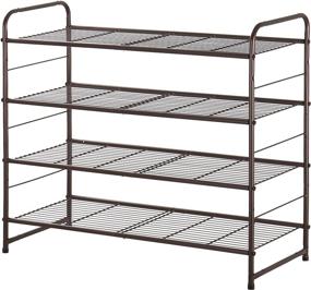 img 4 attached to 👞 Bextsrack 4-Tier Shoe Rack: Stackable Adjustable Wire Grid Shoe Organizer, Closet and Bedroom Storage, Bronze