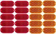 [all star truck parts] oval reflectors red/amber self adhesive or drill mount quick mount sae 13 dot (red amber combo logo