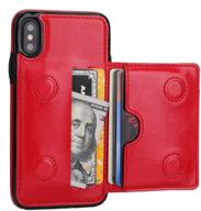 📱 red iphone xs/x wallet case with credit card holder and kickstand – kihuwey premium leather shockproof protective cover for iphone x/xs 5.8 inch logo