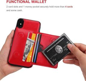 img 1 attached to 📱 Red iPhone Xs/X Wallet Case with Credit Card Holder and Kickstand – KIHUWEY Premium Leather Shockproof Protective Cover for iPhone X/Xs 5.8 Inch