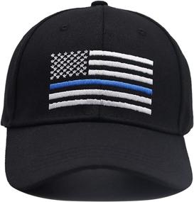 img 3 attached to Thin Blue Line USA American Flag Hat - MANMESH HATT Embroidered, Adjustable Baseball Cap in Washed Cotton