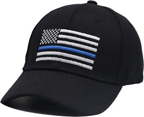 img 4 attached to Thin Blue Line USA American Flag Hat - MANMESH HATT Embroidered, Adjustable Baseball Cap in Washed Cotton