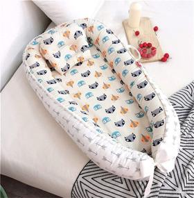 img 2 attached to 🦊 Abreeze Baby Lounger - Fox Baby Bassinet for Bed - Breathable Co-Sleeping Baby Nest - 100% Cotton Portable Crib Pillow - Owl Newborn Lounger Pillow