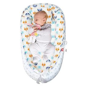 img 4 attached to 🦊 Abreeze Baby Lounger - Fox Baby Bassinet for Bed - Breathable Co-Sleeping Baby Nest - 100% Cotton Portable Crib Pillow - Owl Newborn Lounger Pillow