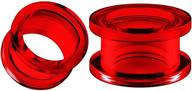 🔴 red acrylic flesh tunnels for piercing: big gauges pair of external stretcher screw-fit ear plugs earrings, lobe jewelry logo