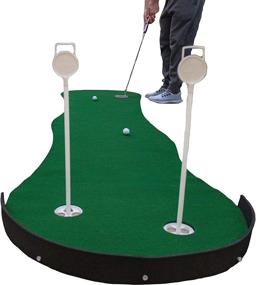 img 4 attached to 🎁 TrueBirdie XL Indoor Golf Putting Green - Professional 12ft x 3ft Mat with Backstop and Adjustable Slope - Includes Removable Flag and Cup for True Putting Experience - 2 Regulation Sized Holes - Perfect Golf Gift