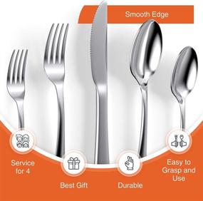 img 1 attached to Stylish Tribal Cooking Flatware: 20 Piece Stainless 🥢 Steel Silverware Set for 4 - Dishwasher Safe, Polished Finish