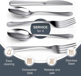 img 2 attached to Stylish Tribal Cooking Flatware: 20 Piece Stainless 🥢 Steel Silverware Set for 4 - Dishwasher Safe, Polished Finish