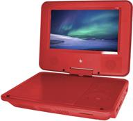 📀 red personal dvd player with 7-inch swivel screen, headphones, carrying case - ematic logo