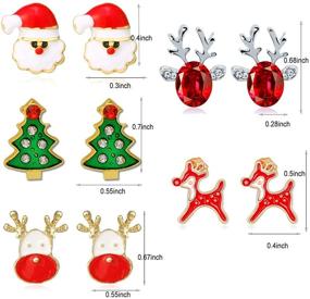 img 2 attached to 🎄 Stunning Collection of 9 Pairs Christmas Earrings for Women and Girls: Bow, Tree, and Snowflake Designs