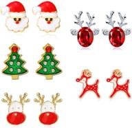 🎄 stunning collection of 9 pairs christmas earrings for women and girls: bow, tree, and snowflake designs logo