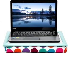 img 3 attached to 🌈 Colorful Dot Lap Desk for Notebook, MacBook, Tablet – Fits up to 17 inches Laptop – Serving Tray for Bed, Sofa or Car – 16"W x 12"D