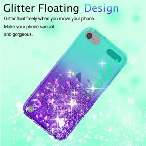 img 2 attached to 💎 Stylish iPod Touch 7/6/5 Case with HD Screen Protector for Girls – Atump Glitter Liquid Clear Diamond TPU Phone Case in Green/Purple