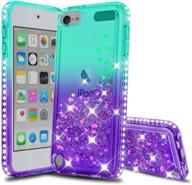 💎 stylish ipod touch 7/6/5 case with hd screen protector for girls – atump glitter liquid clear diamond tpu phone case in green/purple logo