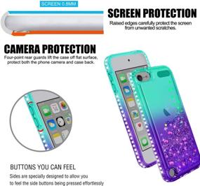 img 1 attached to 💎 Stylish iPod Touch 7/6/5 Case with HD Screen Protector for Girls – Atump Glitter Liquid Clear Diamond TPU Phone Case in Green/Purple