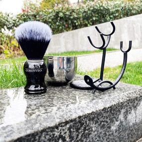 img 3 attached to 🧔 Premium Men's Shaving Brush Set: Steel Brush Razor Holder, Shaving Brush, and Shaving Bowl Combo - 3 Pcs Kit