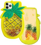 mme character for iphone 7 plus/8 plus/6 plus/6s case - cute pineapple 3d cartoon quicksand soft silicone shockproof case fashion cool design funny pretty phone cover for girls (pineapple logo