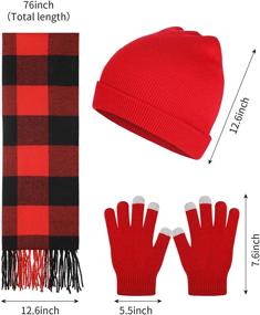 img 3 attached to Stay Warm and Stylish with our Winter Knitted Beanie Gloves Plaid Women's Accessories