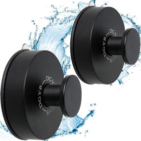 img 4 attached to DGYB Shower Towel Suction Cup Hook Set - Heavy-Duty, Waterproof, Strong ABS - 2 Packs Matte Black