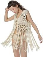 🌸 boho chic: acemi sleeveless crochet fringe vest – 70s inspired hippie cover up for women logo