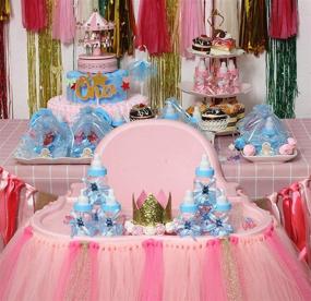 img 3 attached to Голубые предметы для вечеринки в стиле "baby shower": 12 штук бутылок с органзой 🍼 конфетными пакетами для вечеринки в честь мальчика и украшений для вечеринки.