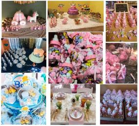 img 2 attached to Голубые предметы для вечеринки в стиле "baby shower": 12 штук бутылок с органзой 🍼 конфетными пакетами для вечеринки в честь мальчика и украшений для вечеринки.