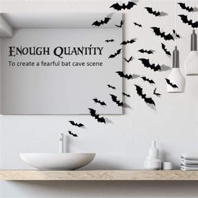 img 1 attached to Coogam 60PCS Halloween 3D Bats Decoration - Realistic PVC Scary Black Bat Sticker Set for Home Decor, DIY Wall Decal, Bathroom, Indoor Hallowmas Party Supplies - 4 Different Sizes
