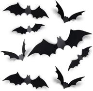 coogam 60pcs halloween 3d bats decoration - realistic pvc scary black bat sticker set for home decor, diy wall decal, bathroom, indoor hallowmas party supplies - 4 different sizes logo