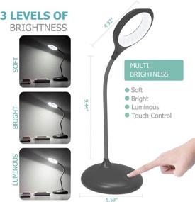 img 3 attached to 🔦 Versatile Cordless LED Reading Light with Dimmable Touch Control, USB Charging Port - Ideal for Home and Office, Gray