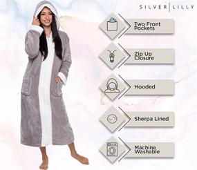 img 1 attached to Silver Lilly Womens Sherpa Bathrobe