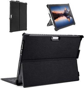 img 4 attached to Black Rugged Protective Case Cover for Microsoft Surface Pro 7/6/5/4/2017/2018 - Compatible with Pen Holder