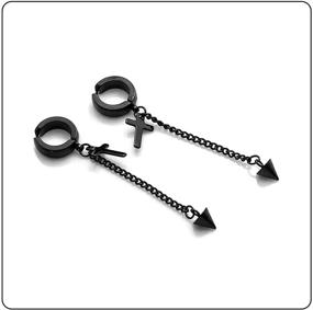 img 2 attached to 🔗 Fusamk Punk Rock Stainless Steel Cross Ear Clip Earrings with Long Chain Drop Dangle feature