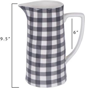 img 3 attached to 🖤 Black & White Gingham Stoneware Pitcher by Creative Co-op: Stylish and Functional Kitchen Essential