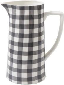 img 4 attached to 🖤 Black & White Gingham Stoneware Pitcher by Creative Co-op: Stylish and Functional Kitchen Essential