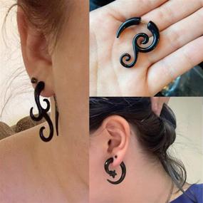 img 1 attached to 16g Elegant Tribal Spiral Faux Gauge Acrylic Ear Tapers Faux Plugs Horn Stud Earrings