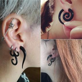 img 2 attached to 16g Elegant Tribal Spiral Faux Gauge Acrylic Ear Tapers Faux Plugs Horn Stud Earrings