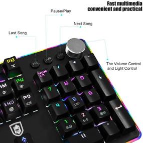 img 1 attached to KOLMAX HUNTER Mechanical Gaming Keyboard with RGB LED Backlight | USB Wired Keyboard with Blue Switches for Gaming PC, Windows, Mac | 104 Keys, Black | 100% Anti-Ghosting