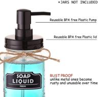 🏺 elwiya rustic/farmhouse mason jar soap dispenser lid and pump - 4 pack, black plastic rust proof dispenser for 16 oz regular mouth mason jar decor logo