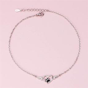 img 2 attached to 🐾 925 Sterling Silver Paw Print Forever Love Heart Jewelry Set for Women Teen Girls, Necklace/Bracelet/Stud Earrings, with Gift Box and 18" Box Chain