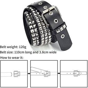 img 3 attached to Leather Women Pyramid Studded Square Men's Accessories