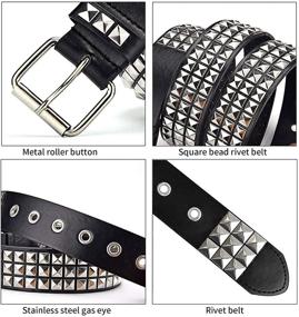 img 1 attached to Leather Women Pyramid Studded Square Men's Accessories