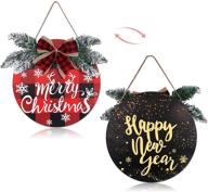 merry christmas wreaths hanging sign logo