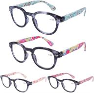 💻 doovic flower & space computer reading glasses 4 pack - blue light blocking readers for women 3.5 strength logo