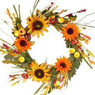 enhance your entrance with the idyllic 20 inches sunflower harvest wreath - perfect fall wreath for front door логотип