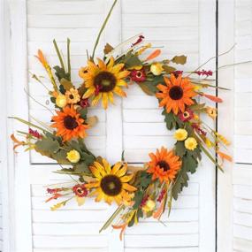 img 1 attached to Enhance Your Entrance with the Idyllic 20 Inches Sunflower Harvest Wreath - Perfect Fall Wreath for Front Door