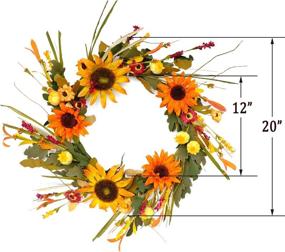 img 3 attached to Enhance Your Entrance with the Idyllic 20 Inches Sunflower Harvest Wreath - Perfect Fall Wreath for Front Door