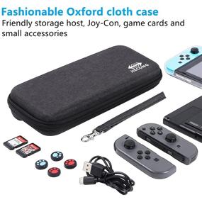 img 3 attached to 🎮 Waterproof Oxford Fabric Black Hardshell Carrying Case for Nintendo Switch - On-the-go Travel Case to Store Consoles, Game Cards, and Accessories