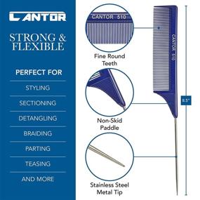 img 3 attached to 🔥 Накрадка Кантора из нержавеющей стали – 2 штуки для стойкости к химическому и термическому воздействию при укладке волос – антистатическая расческа с длинным хвостиком идеально подходит для всех типов волос – легкая расческа с хвостиком